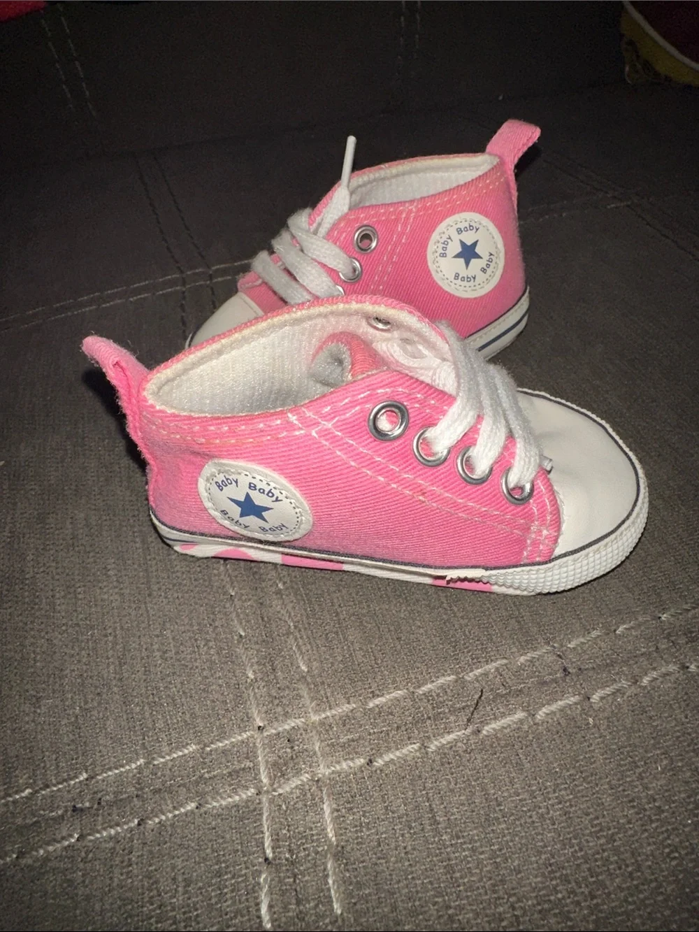 Converse baby Pink Canvas Lace-Up Sneakers with White Toe